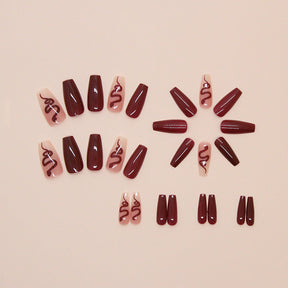 Chinese Style Snake Fall Nails 24 Pieces