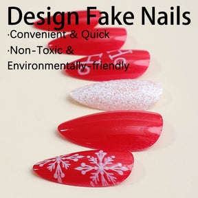 Red Christmas Snowflake Detachable Nails