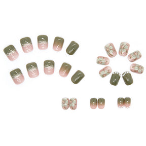 Elegant Camellia Nails, Pearl Luster, Soft Pink, 24 Pieces