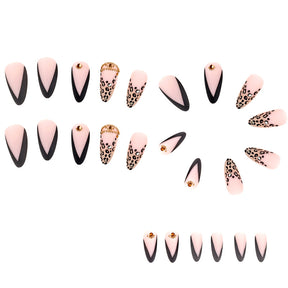 Sparkling Leaf Gold-Pink Ombre French Nail Tips