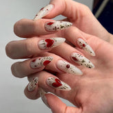 Red Heart Star Nails, Trendy Wear-On Tips