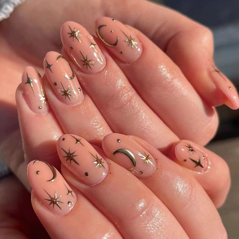 Wearable Star Moon Nail Art Tips, Short Style