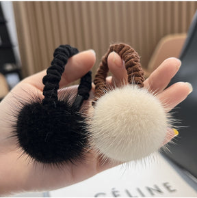 Cute Real Mink Fur Hair Tie Winter Fashion Accessory