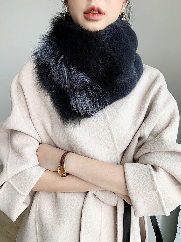 Real Rabbit Fur Collar Scarf - Winter Luxury