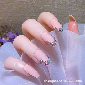 Translucent Pink Gold-Edged Nail Stickers for Sweet Look