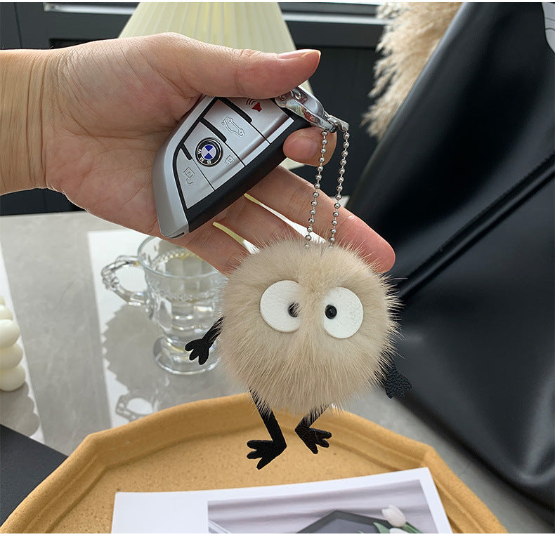 Cute Mink Fur Coal Ball Keychain - Car Charm