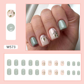 Colorful Flower Fall Nails Matte Finish 24 Pieces