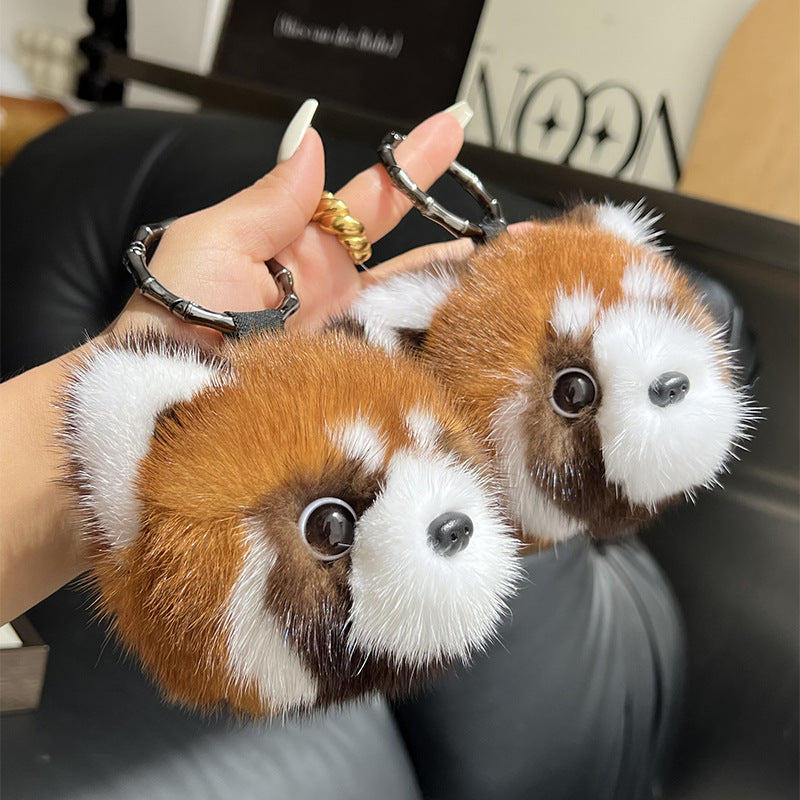 Cute Mink Fur Red Panda Keychain - Bag Charm