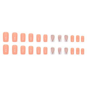 Square Mid-Length Orange Nails - Bright, Solid Color, French Tip