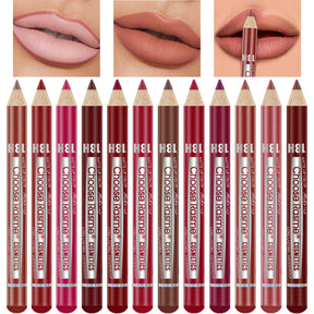 12-Color Matte Lip Liner - Long-Lasting, Velvet Finish