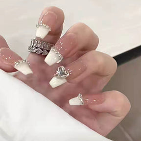 Translucent Pink Heart Diamond 3D Removable Nail Tips