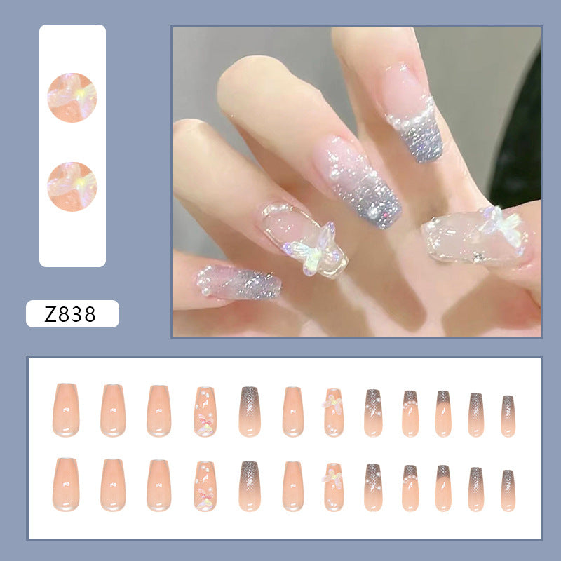 Baroque Pearl Butterfly Nail Art Set - Elegant Ballet French Tips