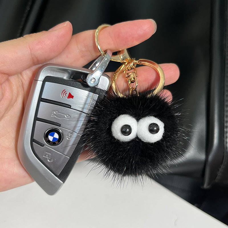 Cute Mink Fur Coal Ball Keychain - Plush Toy Accessory