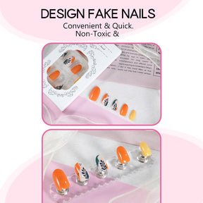 Short Leaf Pattern Solid Color Nail Wraps