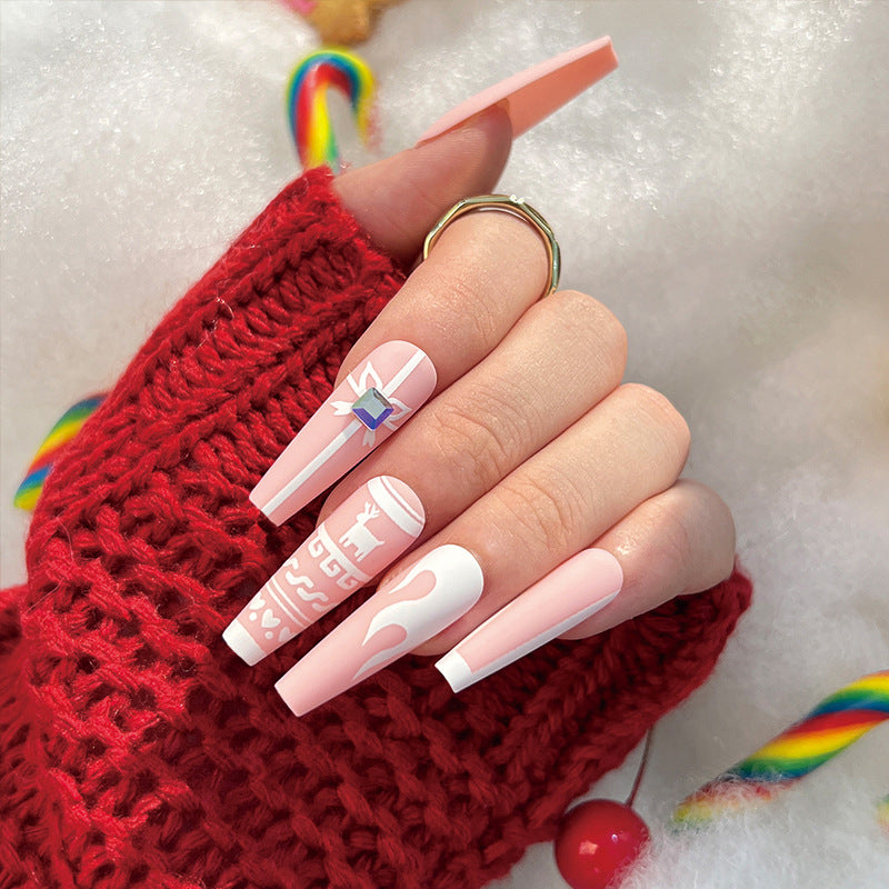 Christmas Press-On Fall Nails Set with Nail Tips