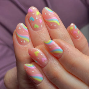 Rainbow Star Cloud Multicolor Flower Fall Press-On Nails