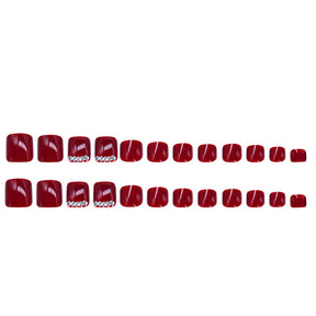 24-Piece Wine Red Nails, Sparkling and Chic