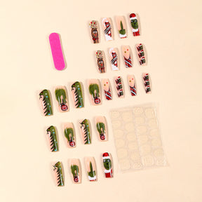 Removable Christmas Grinch Letter Print Fake Nails