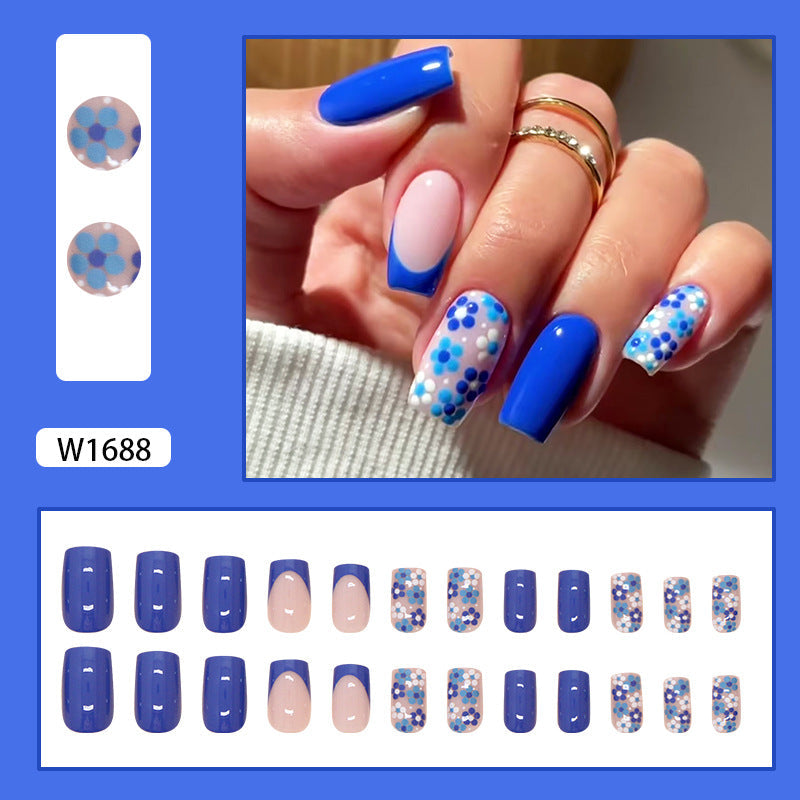 Blue Print Fall Nails: 24-Piece Removable French Nail Wraps