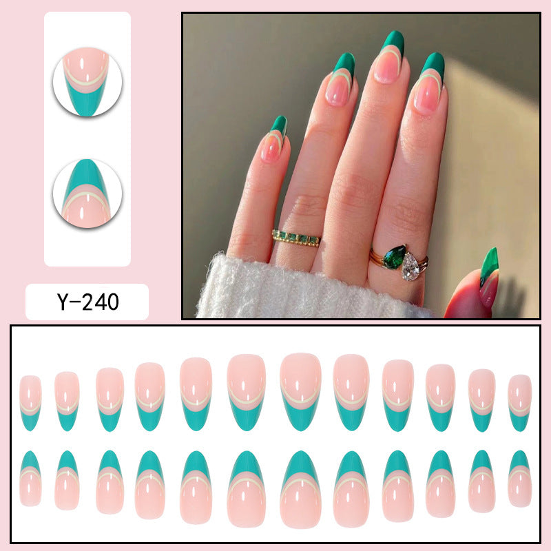 Y6 Ins Trendy Fall Nails: Almond Flashy Nail Tips