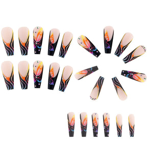 Butterfly Flame Glitter Nail Tips