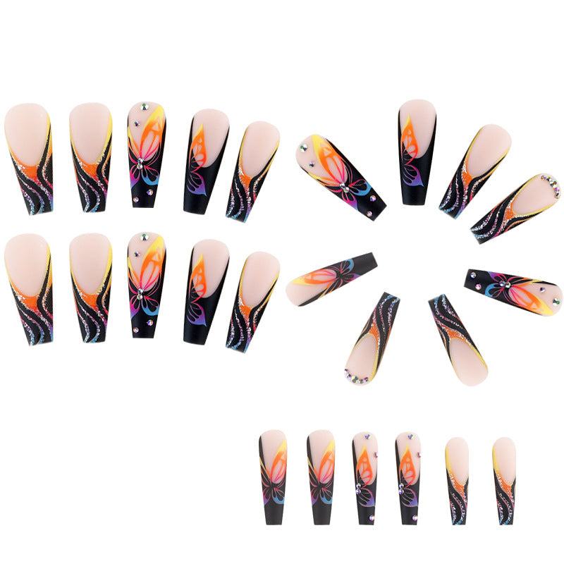 Butterfly Flame Glitter Nail Tips