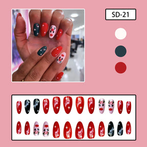 Christmas Red Green White Almond Shaped Nail Art Stickers