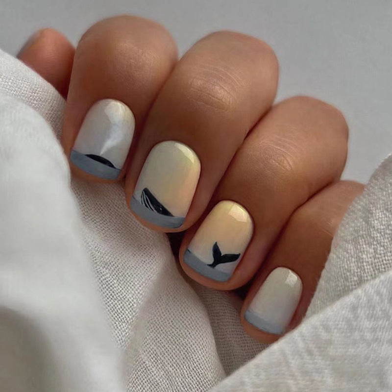 Short Sea Salt Whale Nails, Minimalist and Luxe