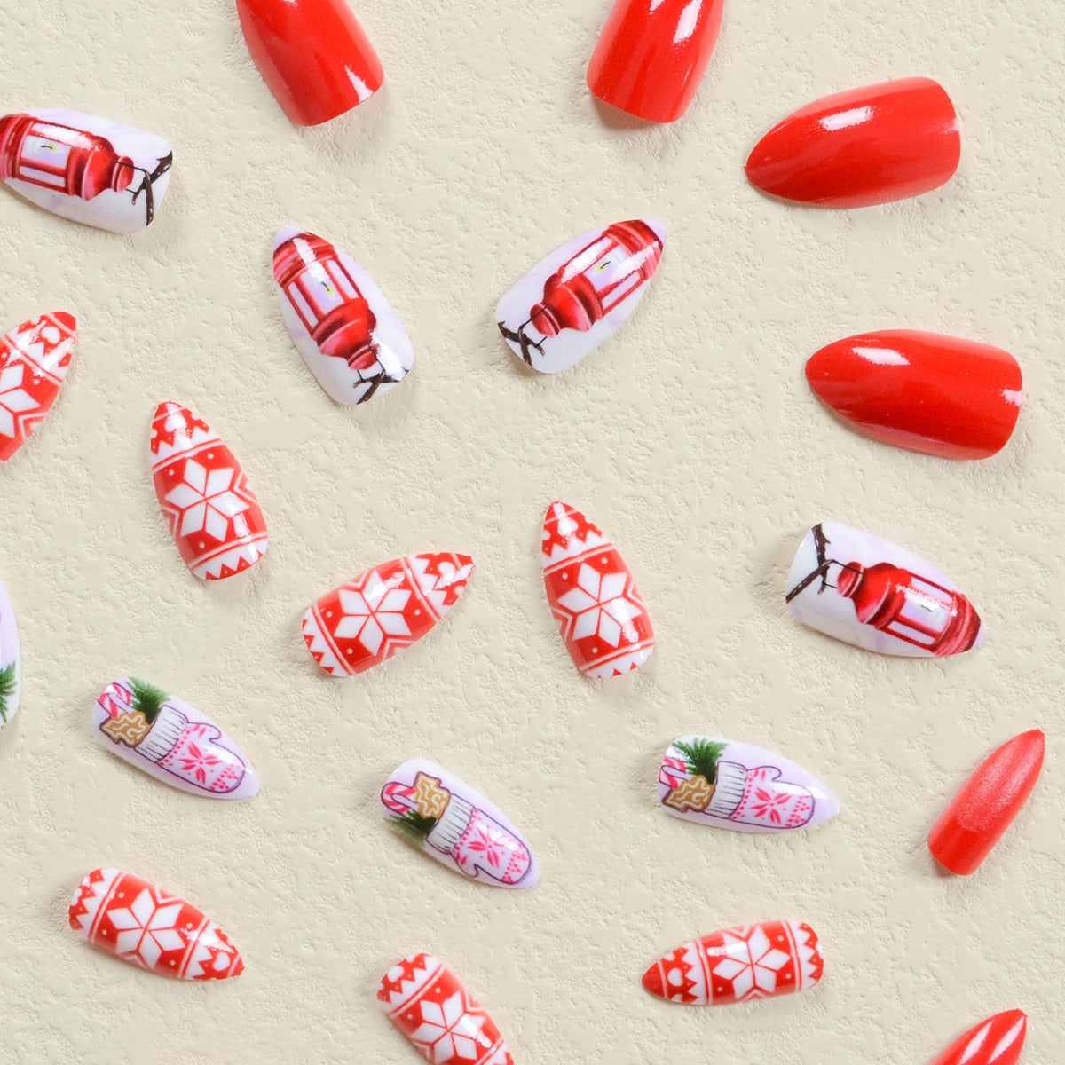 Christmas Gift Gloves and Snowflake Lantern Nails