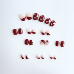 Short Wearable Cherry Blossom Pearl Nail Tips