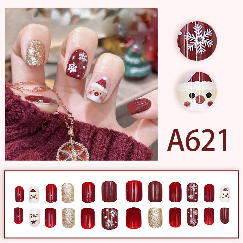 Christmas Santa Snowflake Glitter Nail Tips