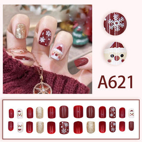 Christmas Santa Snowflake Glitter Nail Tips