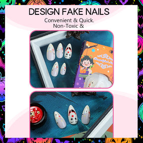 Clown Mask Print Almond Nails - Detachable Nail Stickers