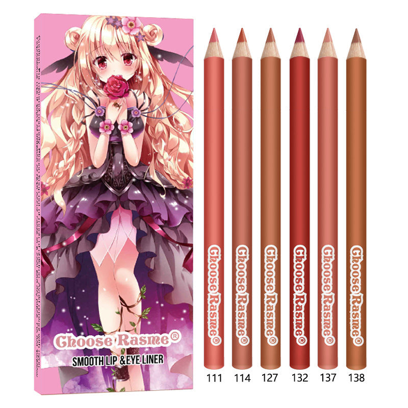 6-Color Matte Lip Liner Set - Velvet Finish