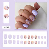 Short Lavender Flower Tree Gold Foil Nail Stickers