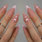 Pink Pearl French Heart Nail Tips for Valentine's Day