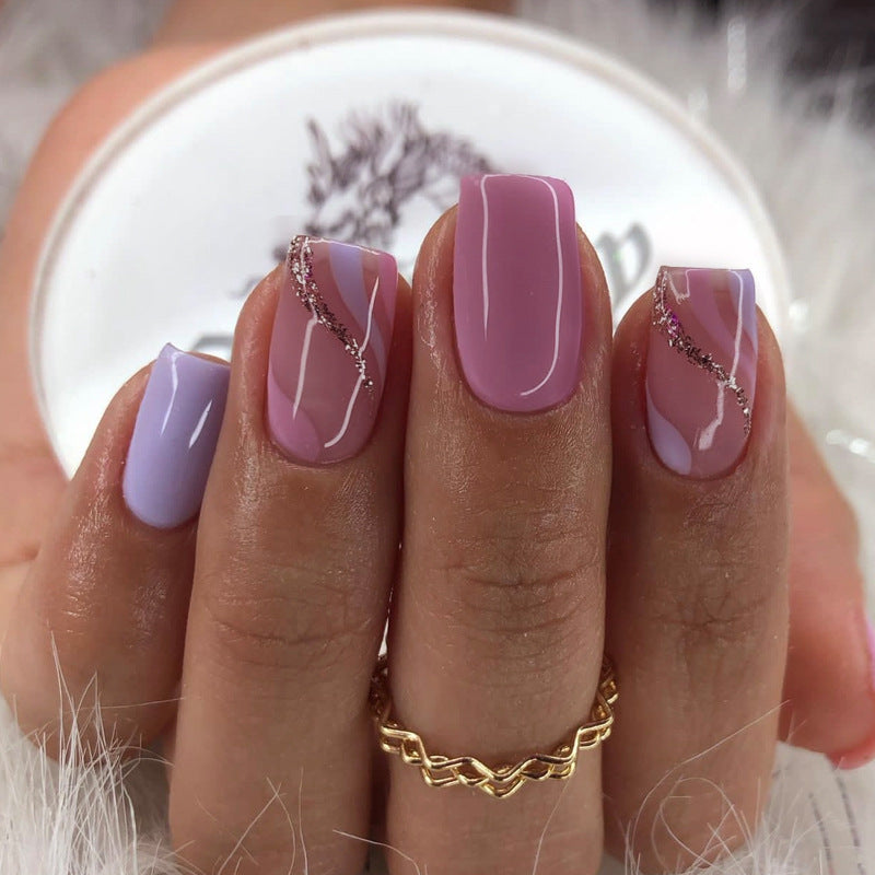 Trendy Wavy Pink and Purple Nail Stickers