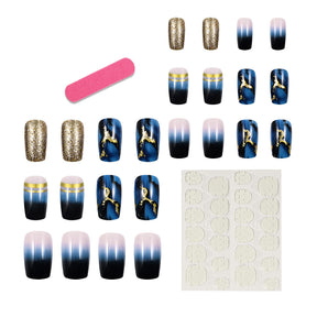 Blue Ombre Gradient Nail Tips for INS Style