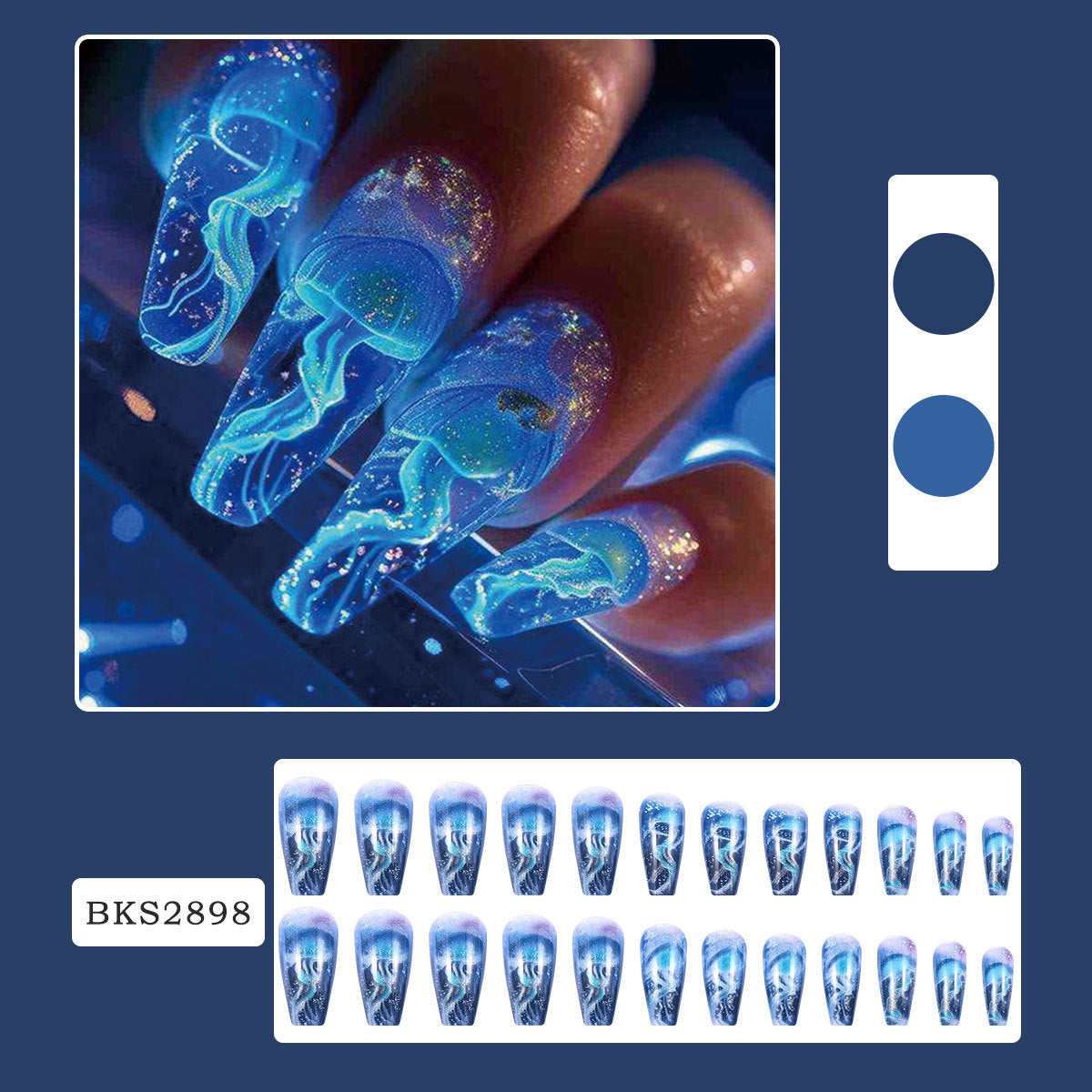 Blue Jellyfish INS Style Nail Tips