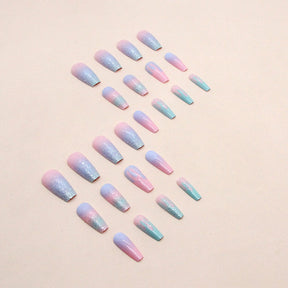 Shiny Macaron Gradient Press-On Nails - Cute