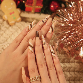 Christmas Press-On Fall Nails Set with Nail Tips