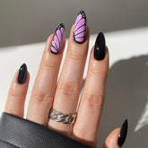 Autumn Winter Almond Gradient Polka Dot Butterfly Wings Detachable Fake Nails