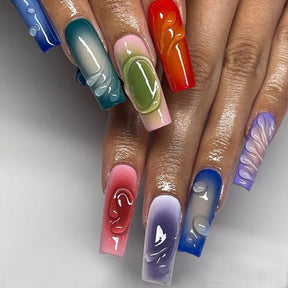 3D Teardrop Ombre Nail Tips for Edgy Girls