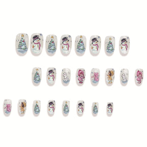 Cute Fairy Tale Christmas Snowman Snow Leopard Nail Tips