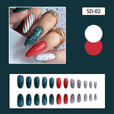 Cute Christmas Candy Cane Nails with Red White Green Stripes