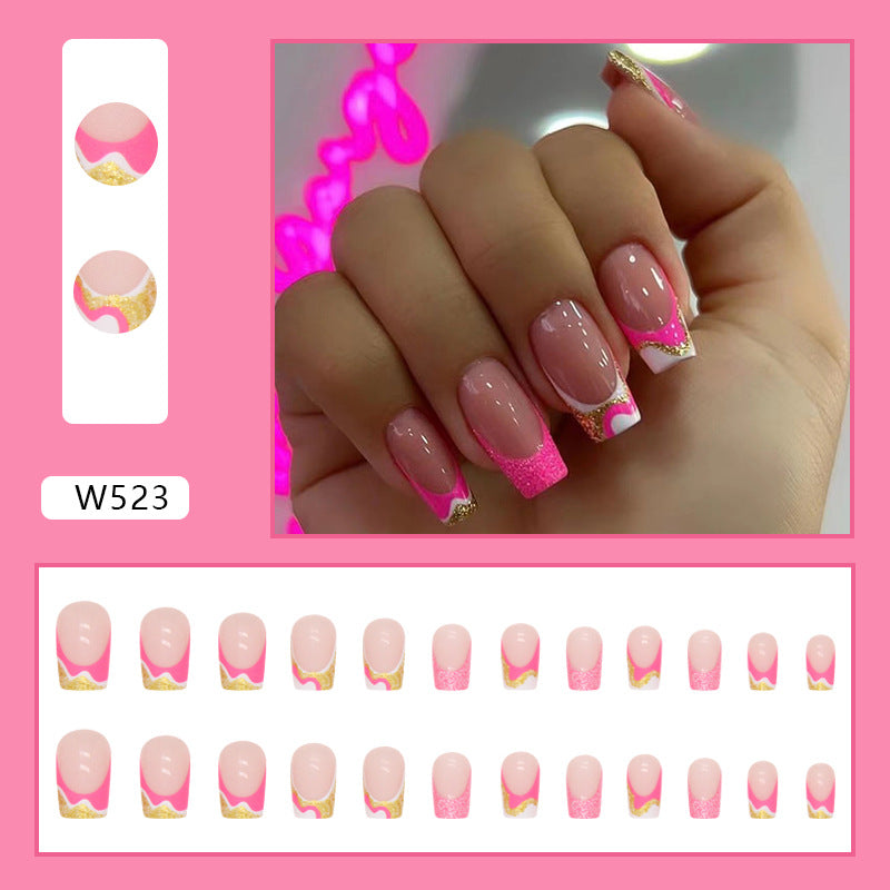 Spring Pink Butterfly Nail Tips for Romantic Style