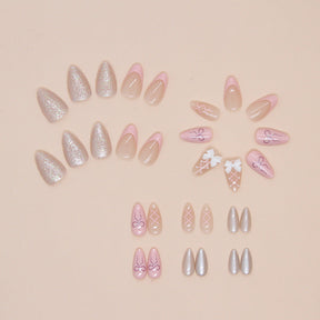 Cute Pink Nail Stickers - Bow Design Removable