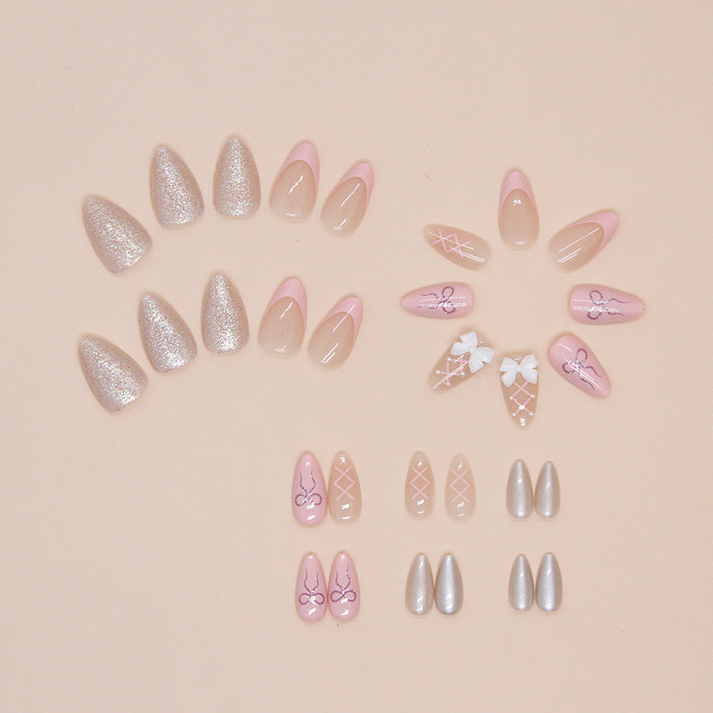 Cute Pink Nail Stickers - Bow Design Removable