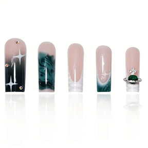 Droplet Shaped Glitter Planet Nail Tips