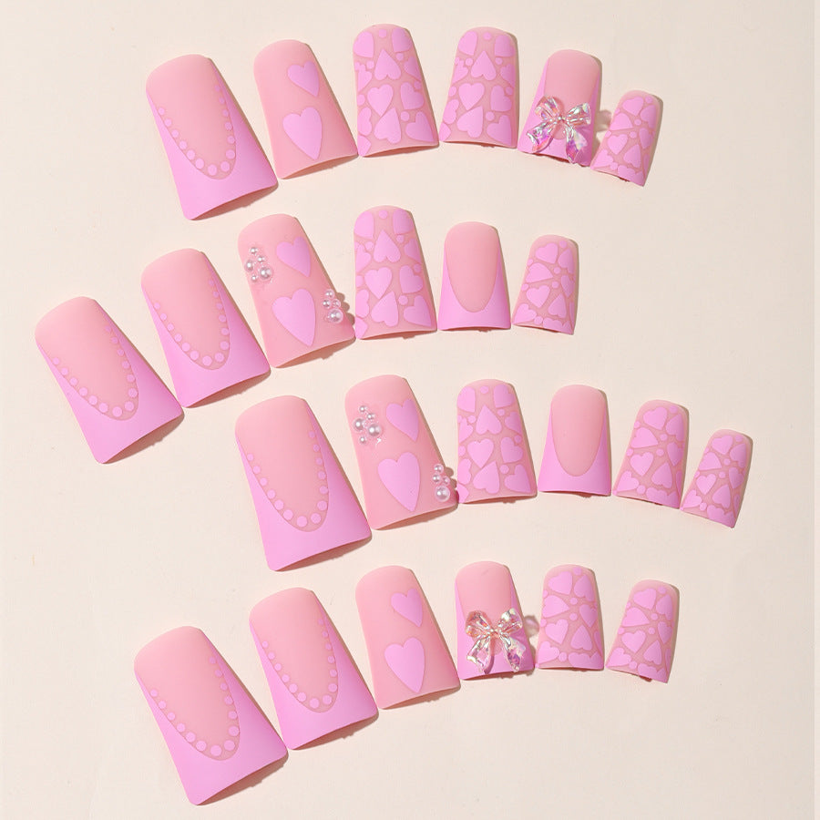 New Arrival Duckbill Press-On Nail Tips with Pink Butterflies